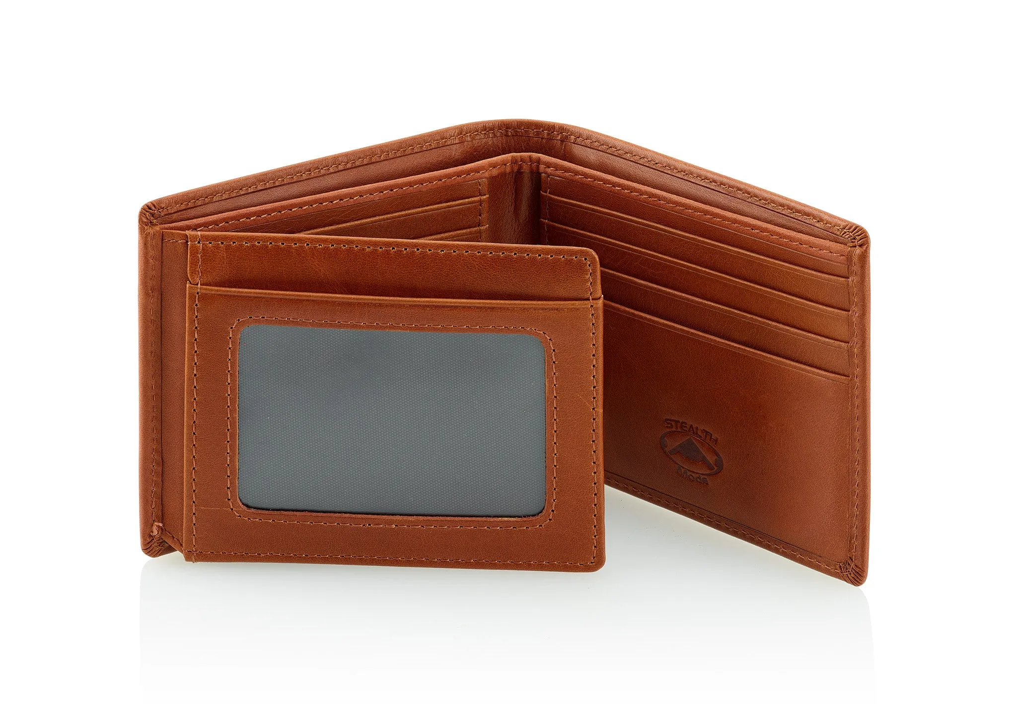 Light Brown RFID Wallet With Flip Out ID Window and 12 Card Slots