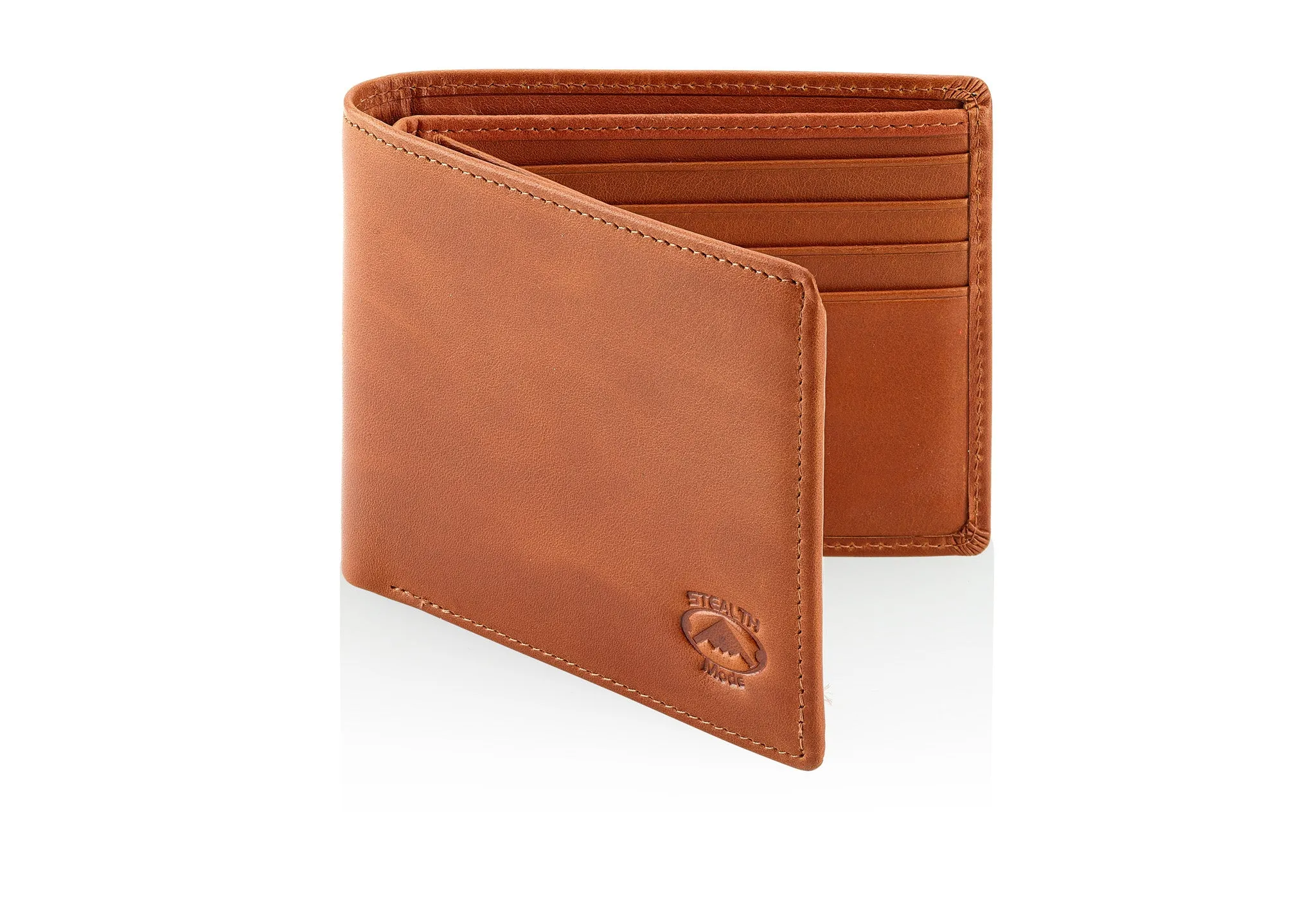 Light Brown RFID Wallet With Flip Out ID Window and 12 Card Slots