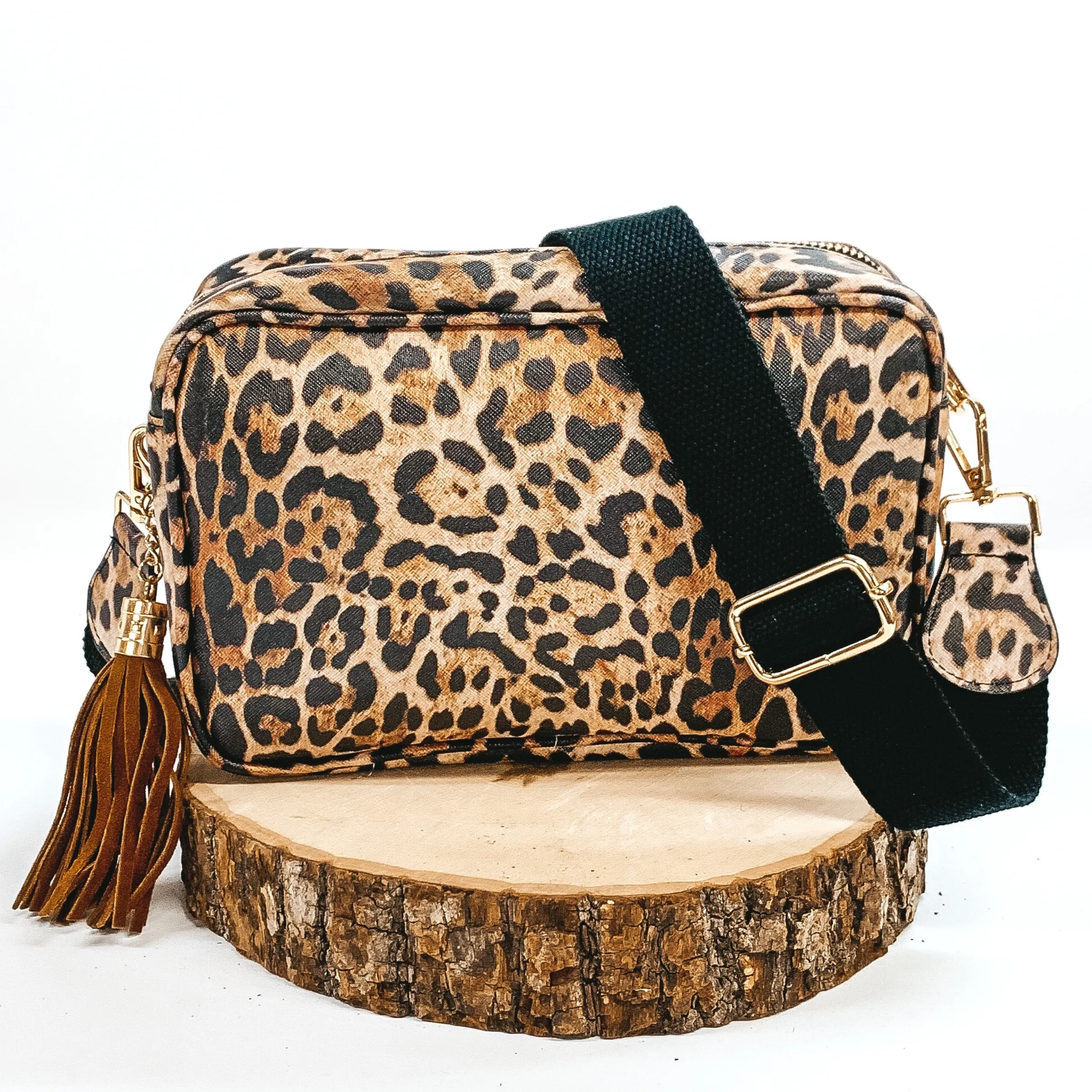 Lovin' Life Small Rectangle Crossbody Purse in Leopard Print