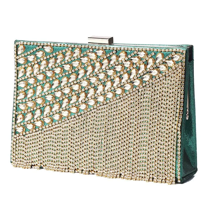 Luxy Moon Ladies Tassel Rhinestone Evening Clutch Bag