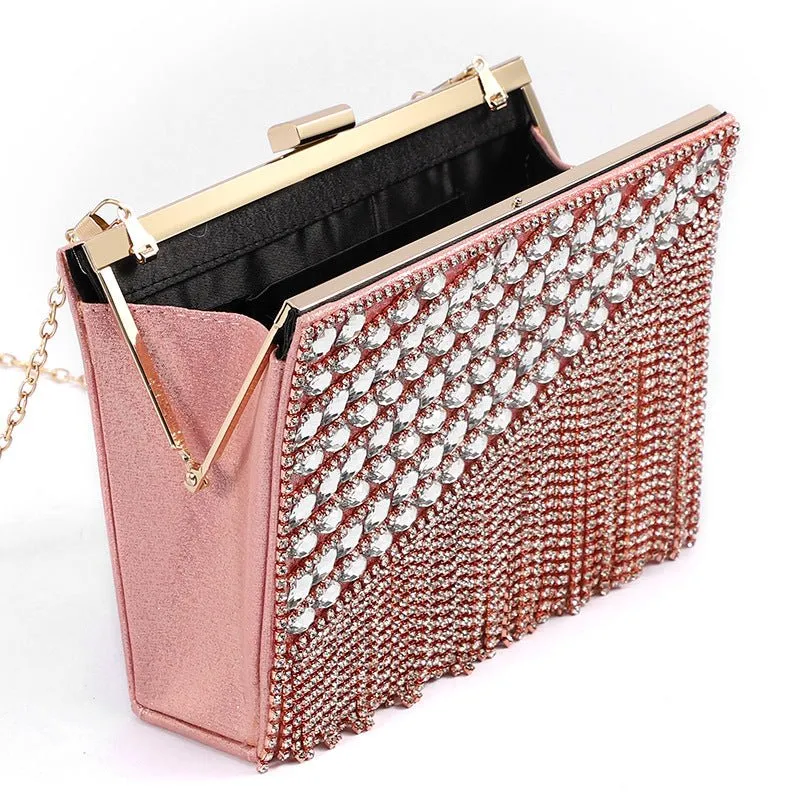 Luxy Moon Ladies Tassel Rhinestone Evening Clutch Bag