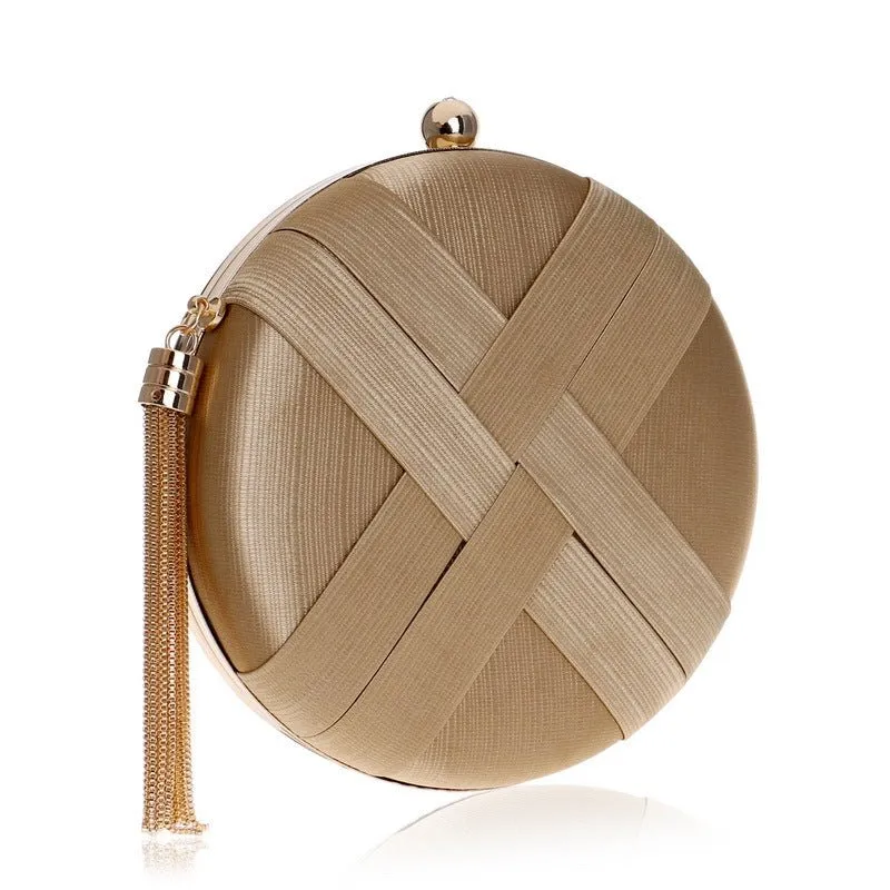 Luxy Moon Round Women Stripe Weaving Evening Bags