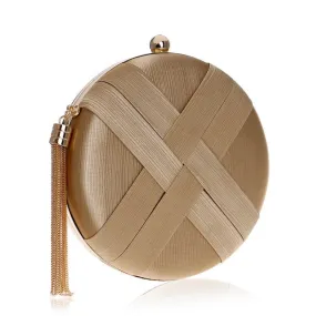 Luxy Moon Round Women Stripe Weaving Evening Bags