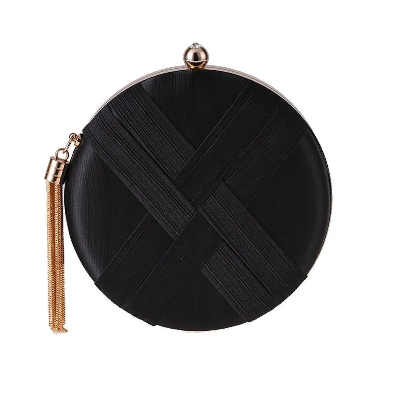 Luxy Moon Round Women Stripe Weaving Evening Bags