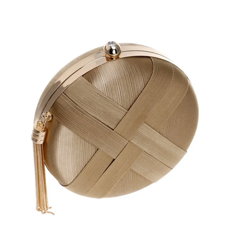 Luxy Moon Round Women Stripe Weaving Evening Bags