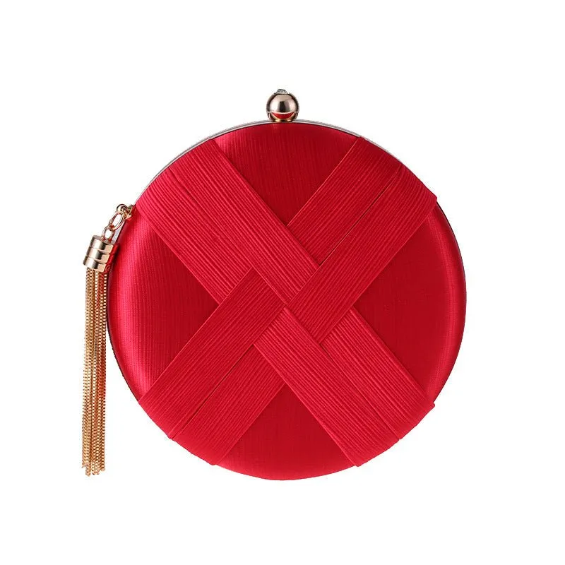 Luxy Moon Round Women Stripe Weaving Evening Bags