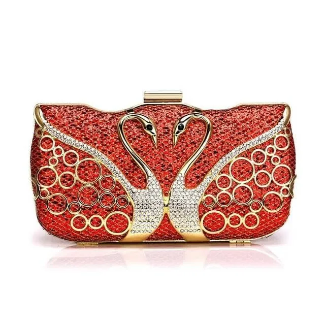 Luxy Moon Sequin Evening Bags Elegant Swan Diamonds Clutch