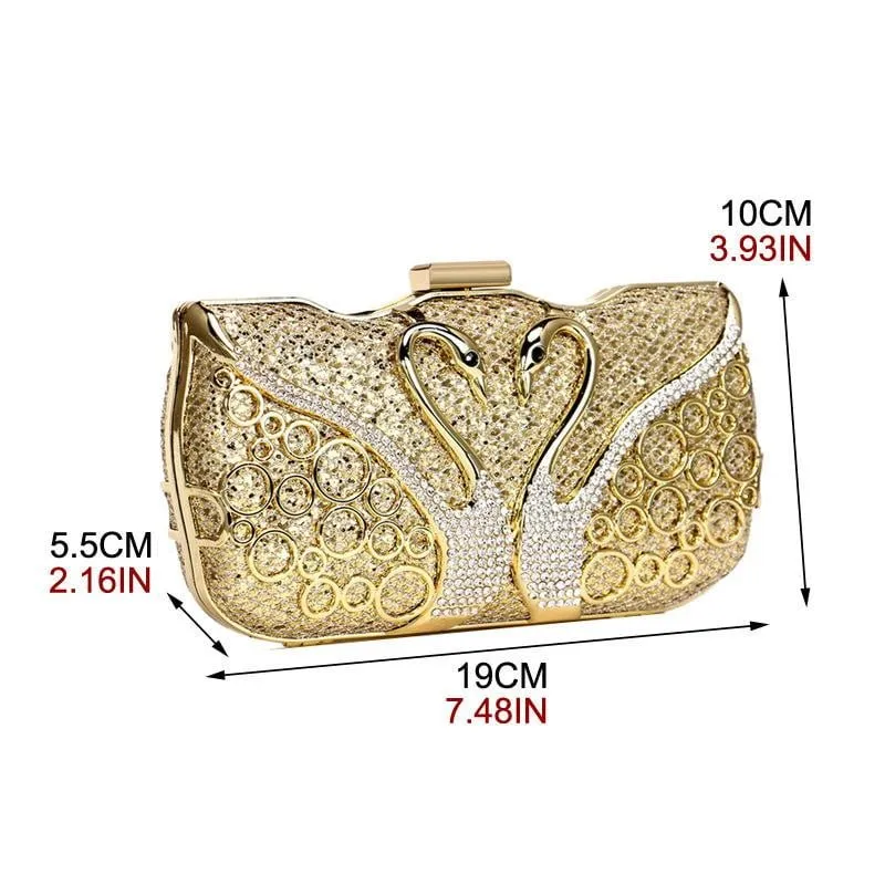 Luxy Moon Sequin Evening Bags Elegant Swan Diamonds Clutch