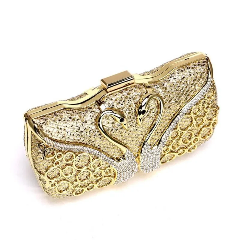 Luxy Moon Sequin Evening Bags Elegant Swan Diamonds Clutch