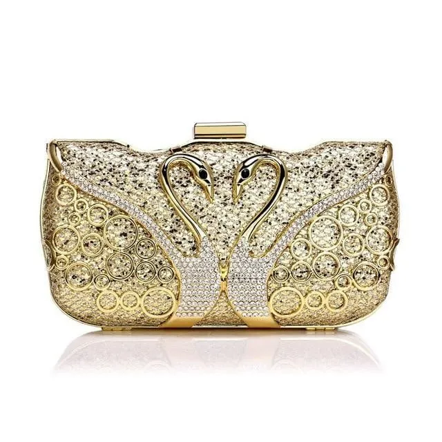 Luxy Moon Sequin Evening Bags Elegant Swan Diamonds Clutch