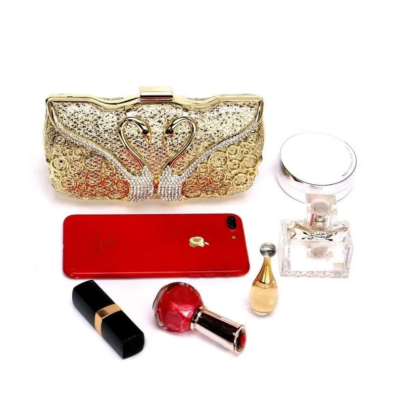 Luxy Moon Sequin Evening Bags Elegant Swan Diamonds Clutch