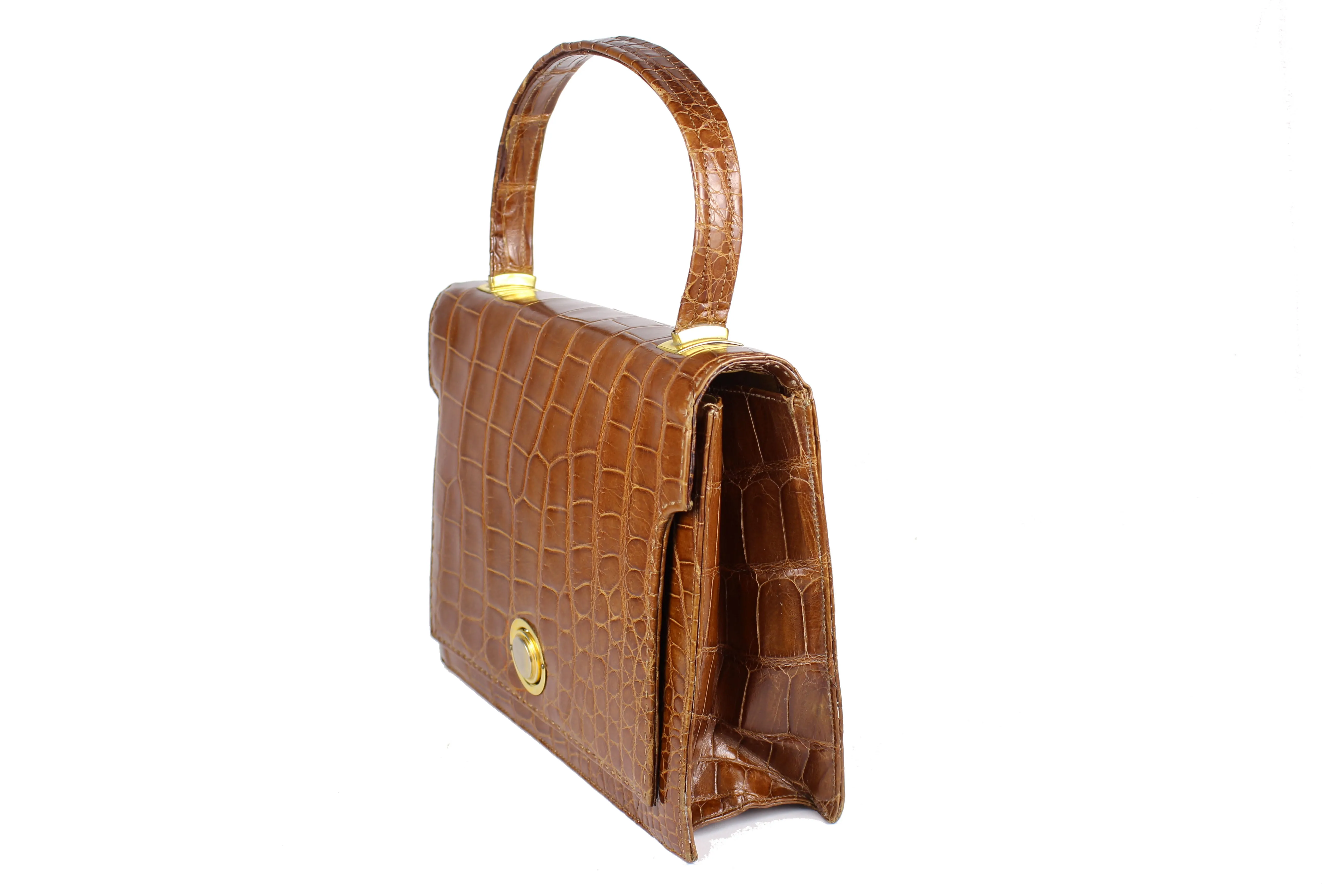 MAGDA butterscotch-color crocodile skin handbag