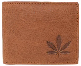 Marijuana Leaf RFID Blocking Real Leather Bifold Classic Wallet for Men