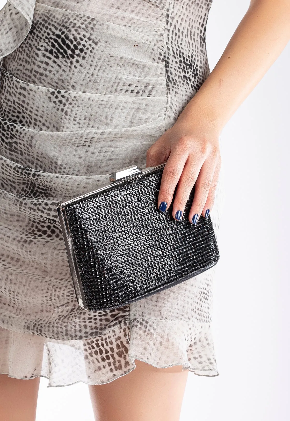 Marla - Black Glitter Evening Clutch