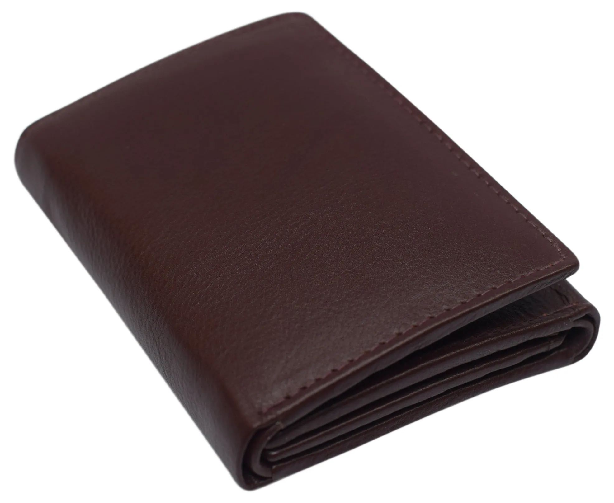 Marshal Men's RFID Blocking Full Grain Leather 2 ID Windows Trifold Wallet