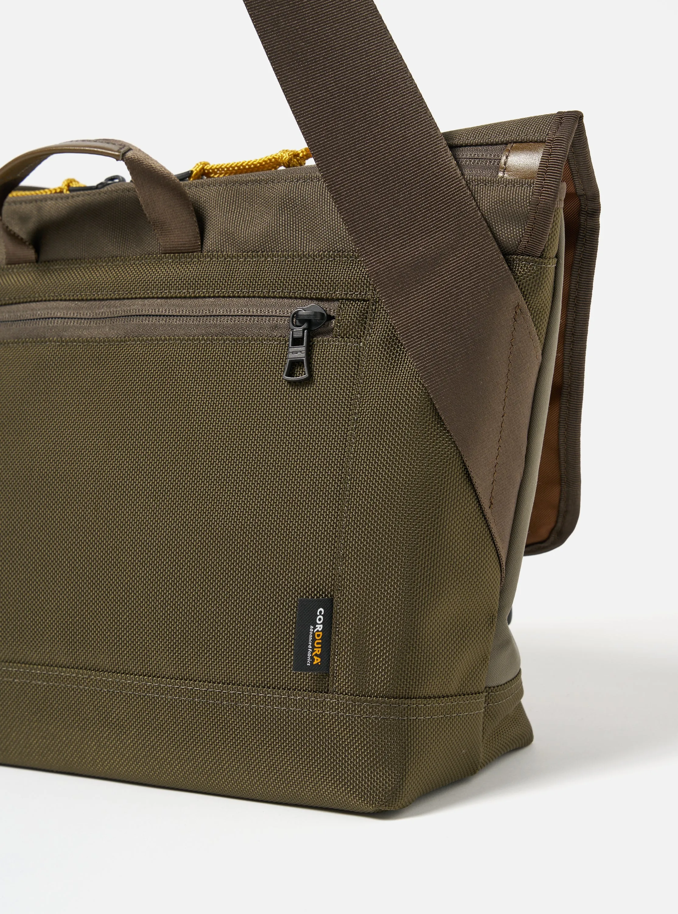 master-piece x Universal Works Courier Bag in Olive Recycled Tech Canvas