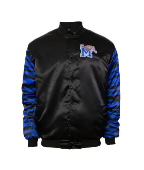 Memphis Tigers Men's Satin Button Up Bomber Jacket