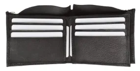 Mens Black Bifold Card ID Key Holder Genuine Leather Wallet 2552