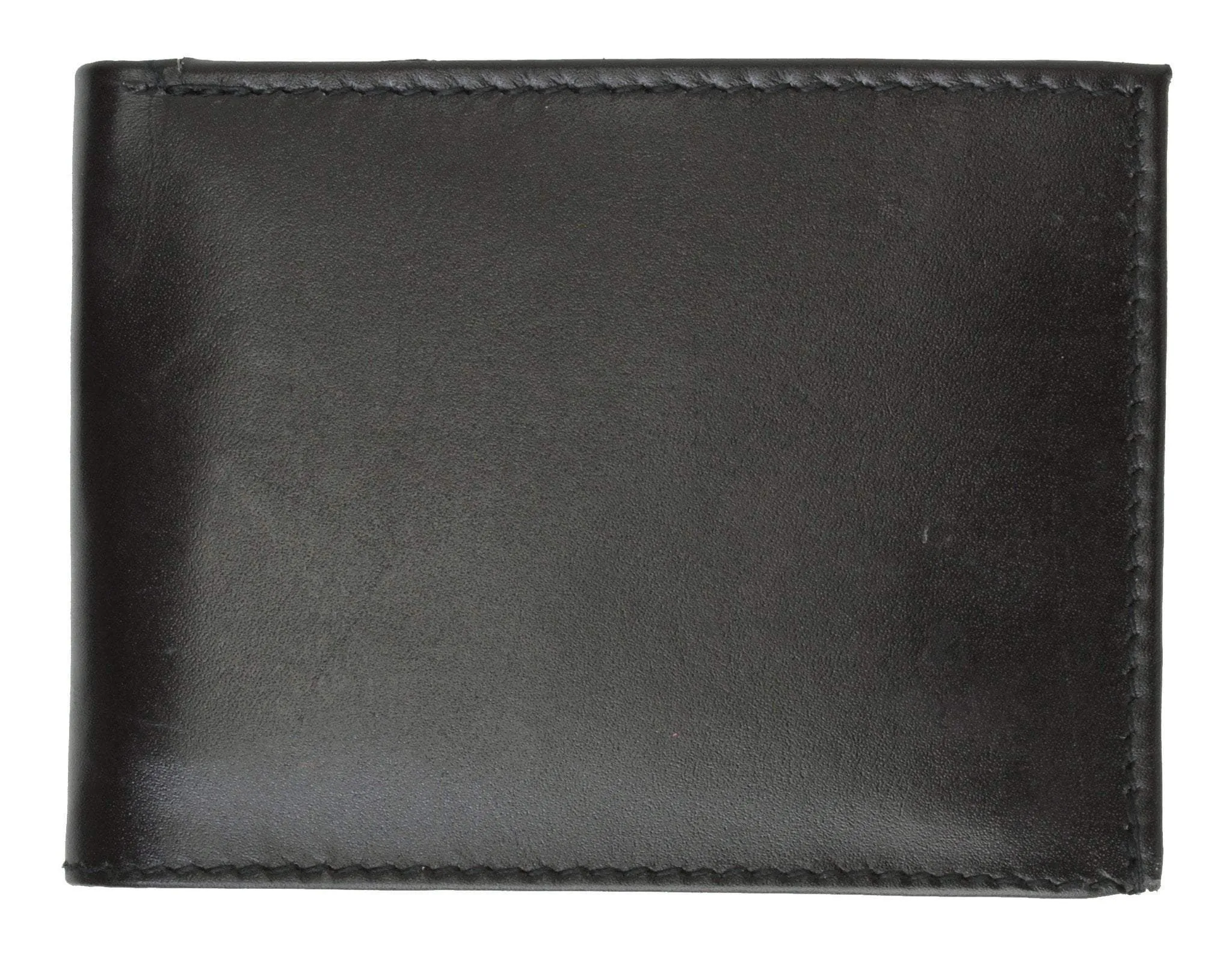 Mens Black Bifold Card ID Key Holder Genuine Leather Wallet 2552