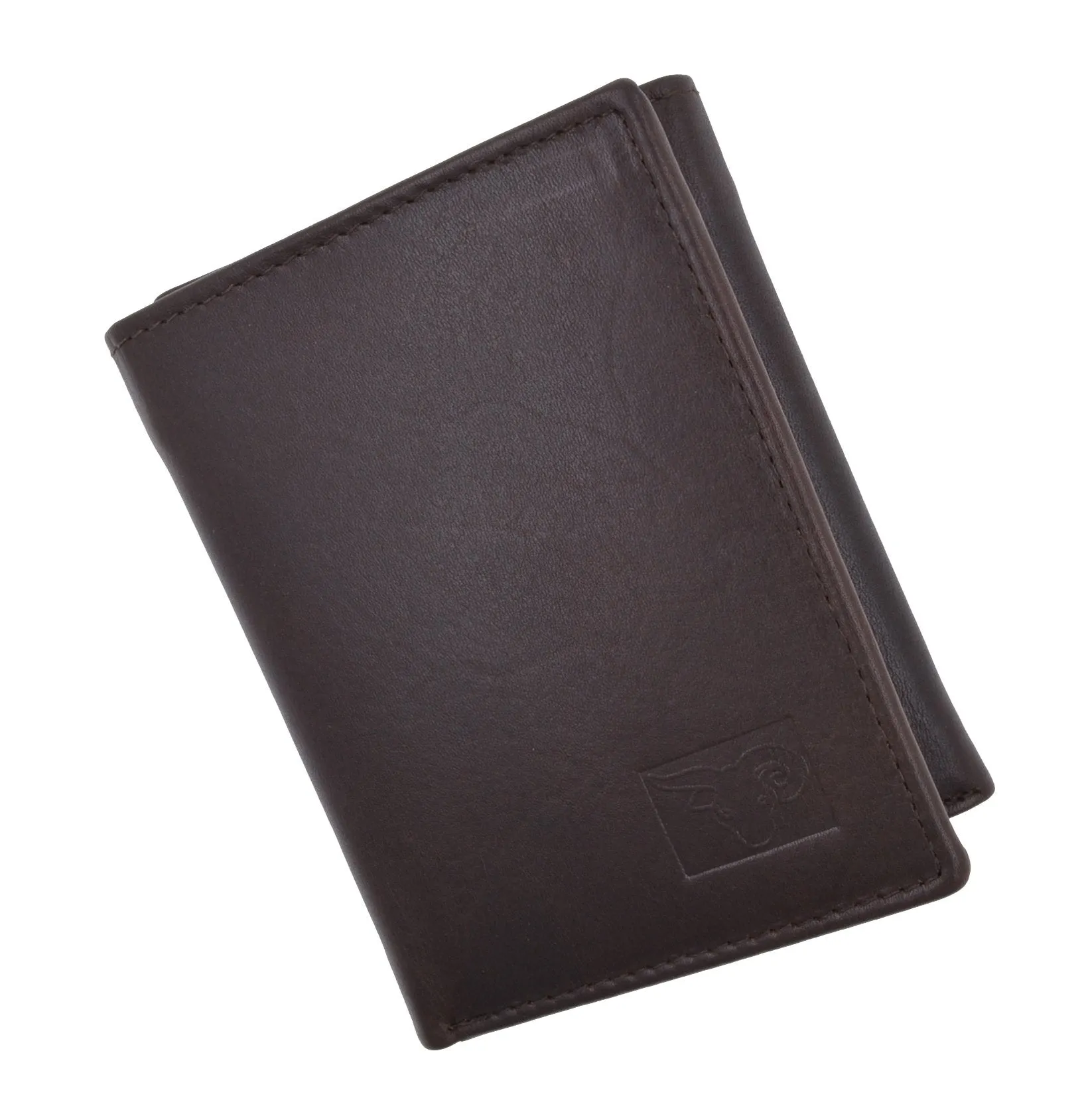 Mens High Quality Genuine Leather Card Holder Trifold Wallet with Outside ID Window by Cavelio 730055