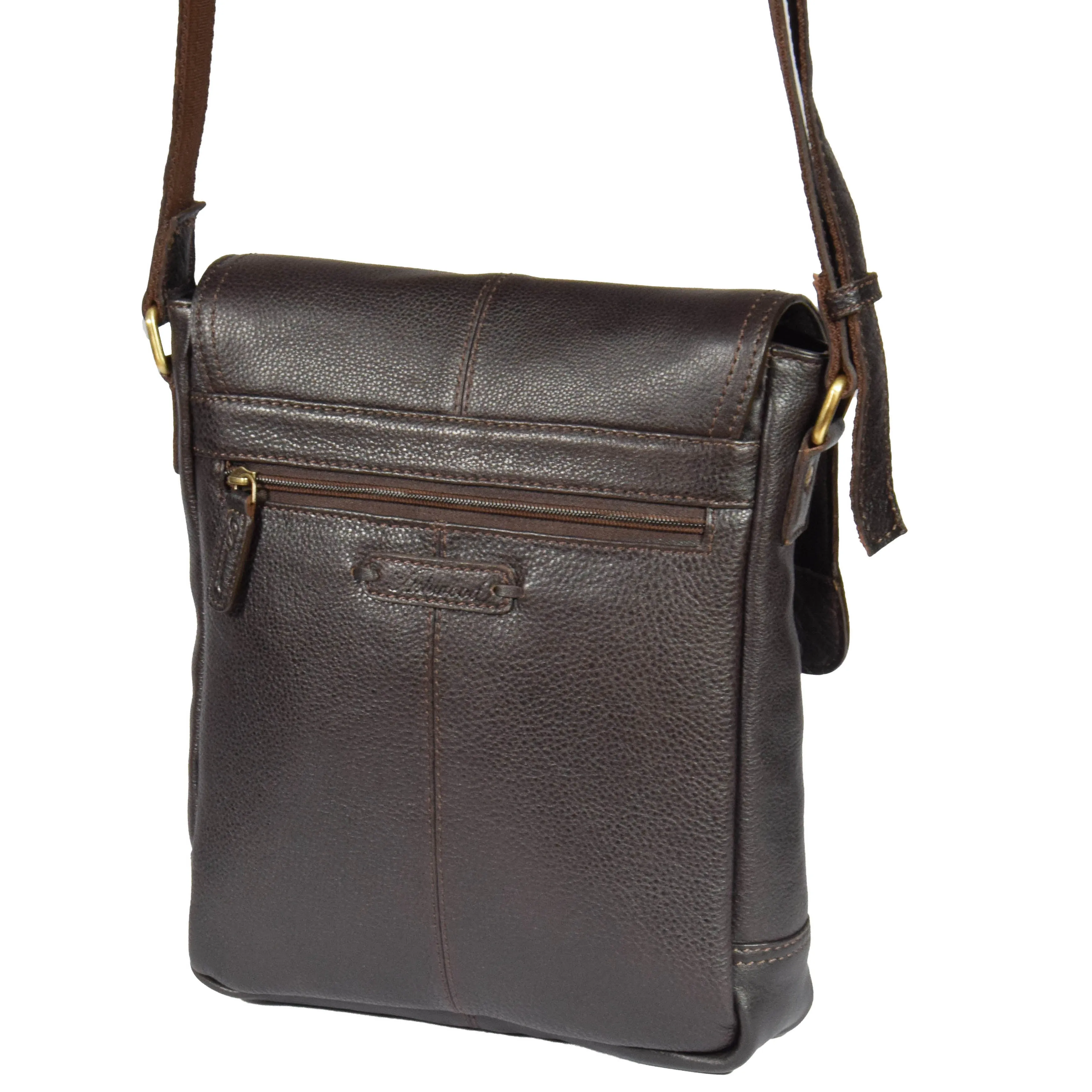 Mens Leather Cross Body Casual Bag HOL14 Brown