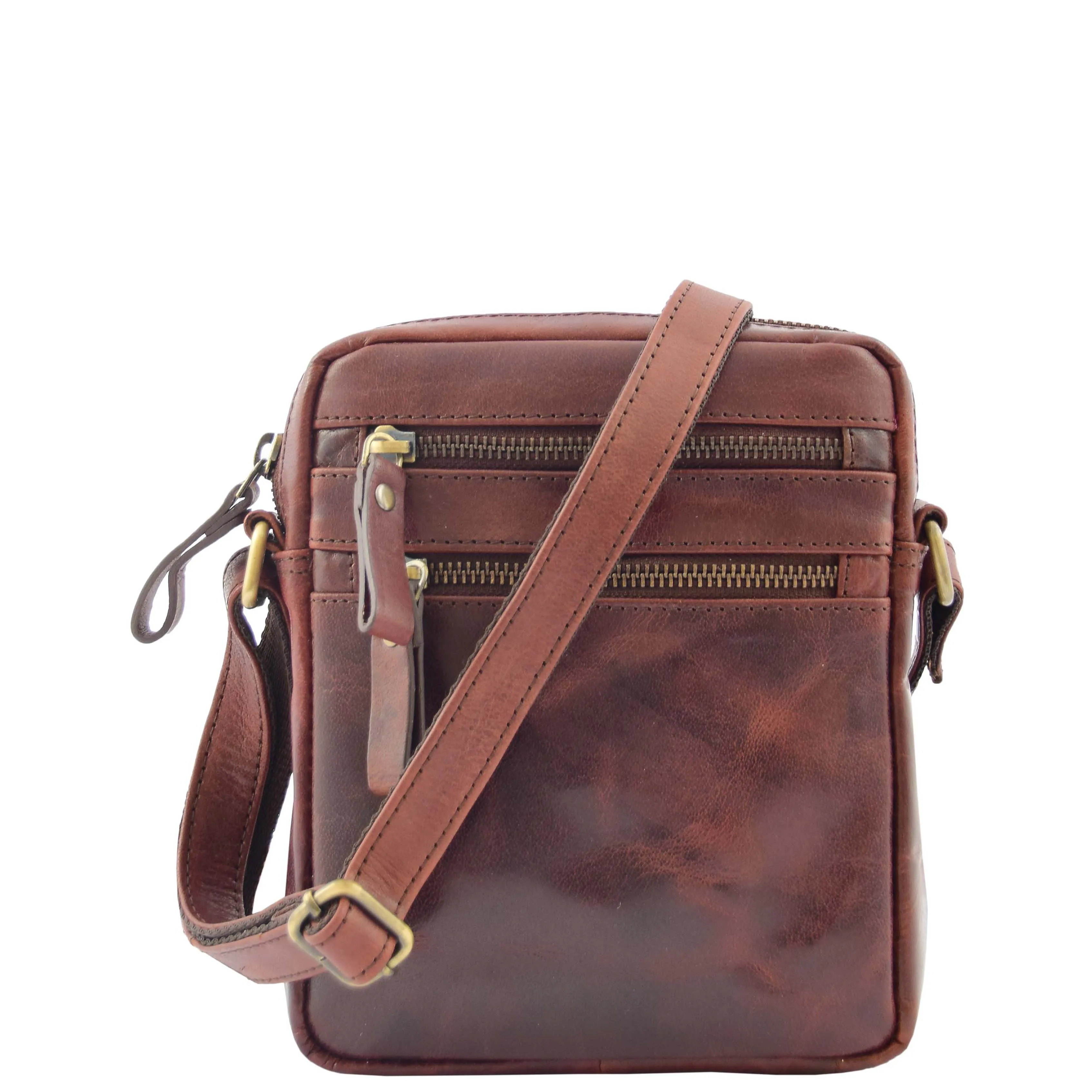 Mens Leather Cross Body Flight Bag Belgrade Brown