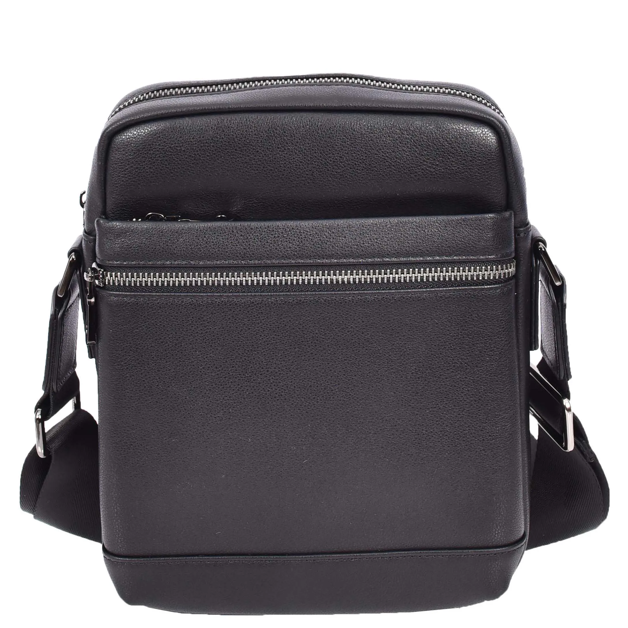 Mens Leather Cross Body Messenger Bag Medium Organiser Travel Pouch Justin Black