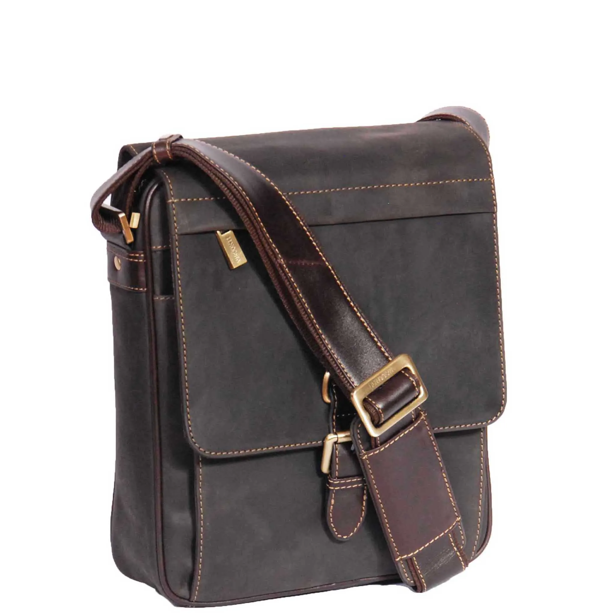 Mens Leather Cross Body Shoulder Bag HOL11 Brown