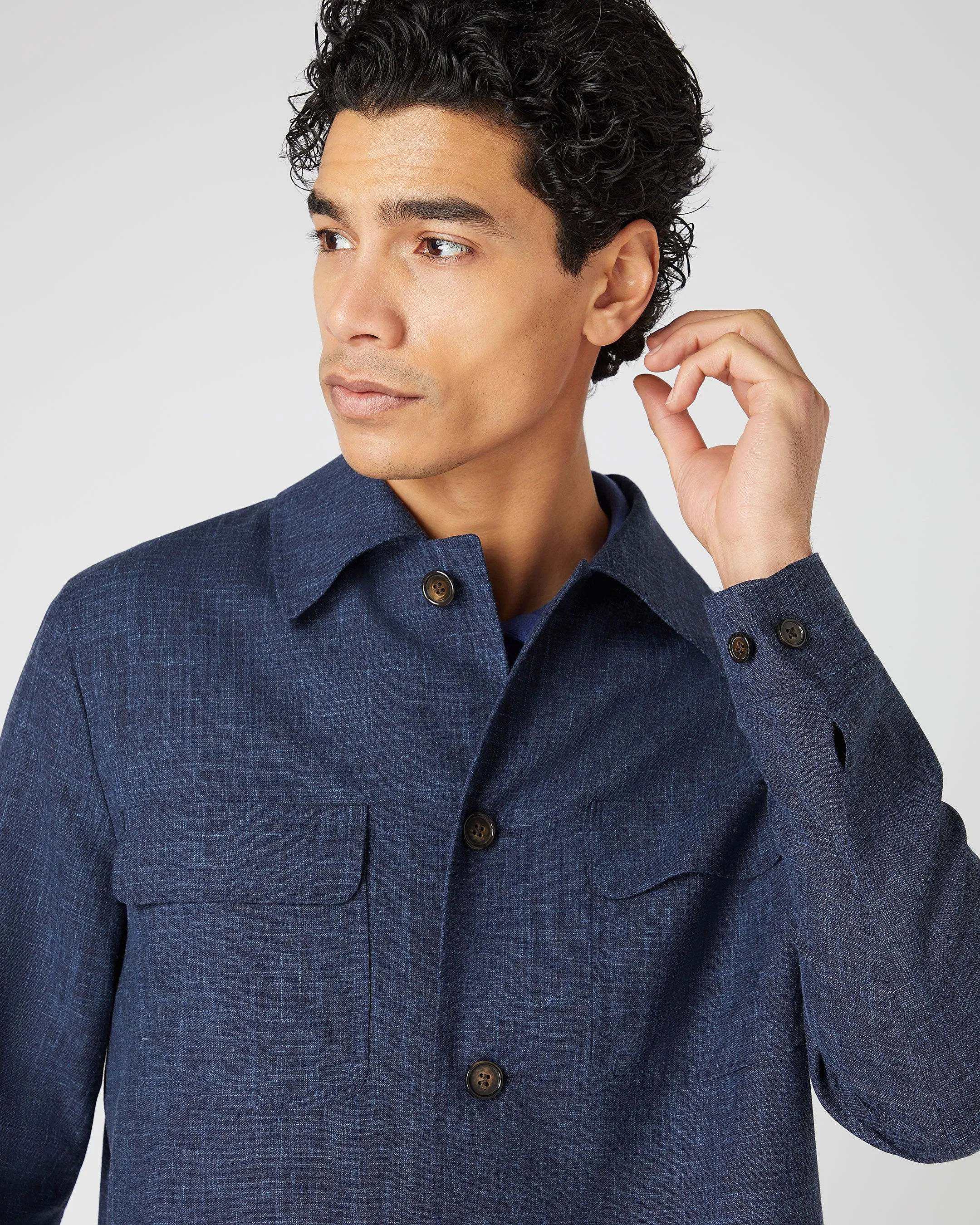 Men's Scala Silk Blend Overshirt Blue