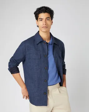 Men's Scala Silk Blend Overshirt Blue