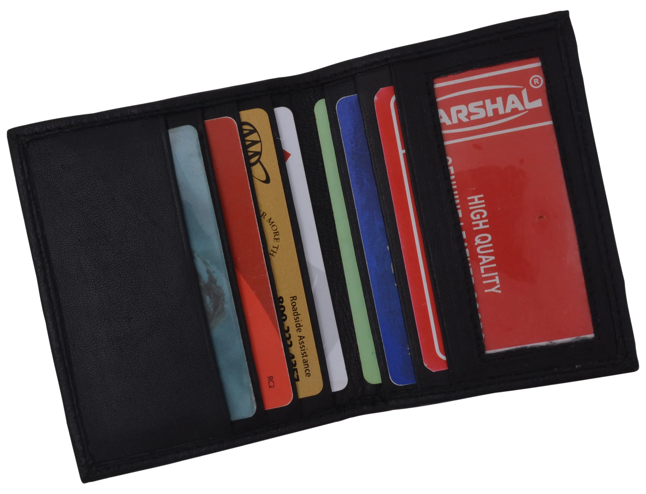 Men's Slim Leather Credit Card Id Mini Coin Pouch Wallet Holder Bifold Driver's License Black