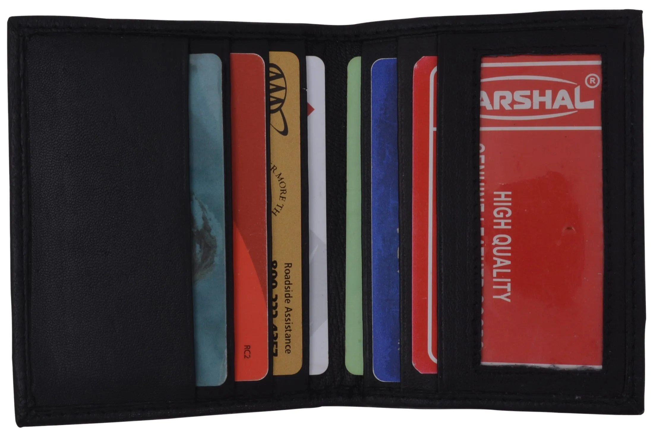 Men's Slim Leather Credit Card Id Mini Coin Pouch Wallet Holder Bifold Driver's License Black