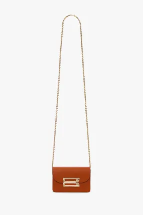 Micro Dorian Bag With Chain Strap In Burnt Orange Grained Leather