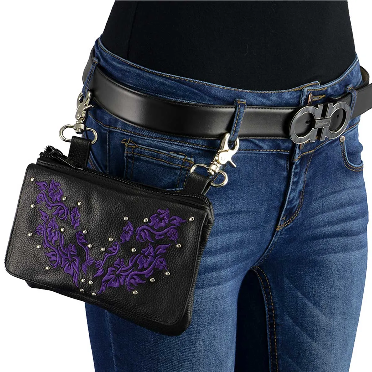 Milwaukee Leather MP8853 Women's 'Flower' Black and Purple Leather