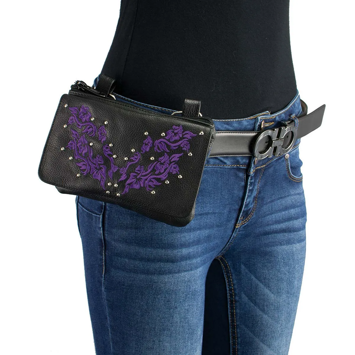 Milwaukee Leather MP8853 Women's 'Flower' Black and Purple Leather