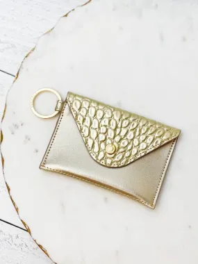 Mini Gold Leather Envelope Wallet by O-Venture