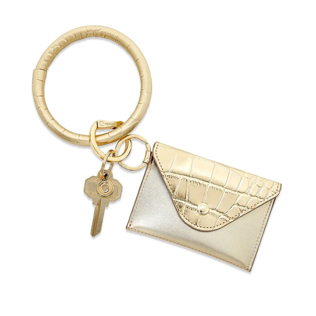 Mini Gold Leather Envelope Wallet by O-Venture