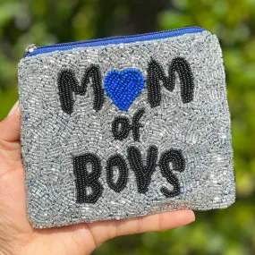 Mom of Boys Beaded Coin Purse