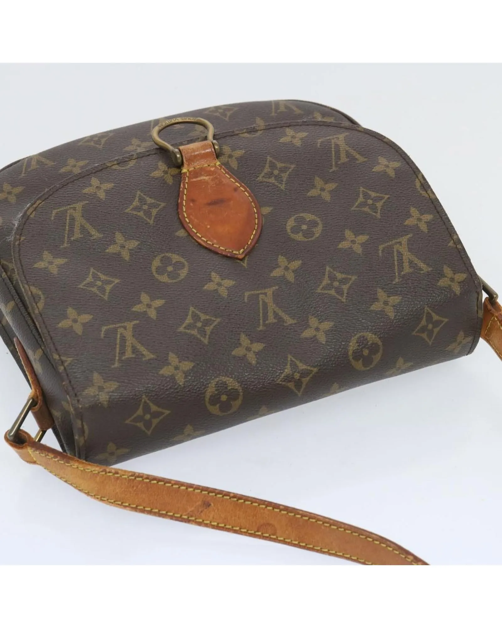 Monogram Shoulder Bag with Flap Closure