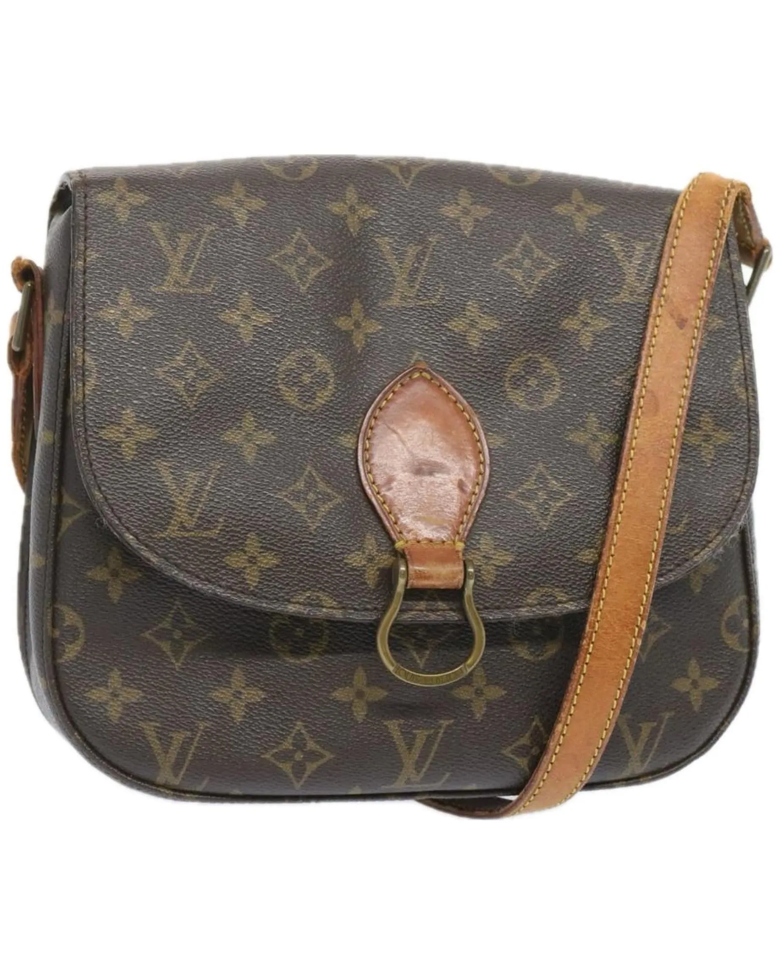 Monogram Shoulder Bag with Flap Closure