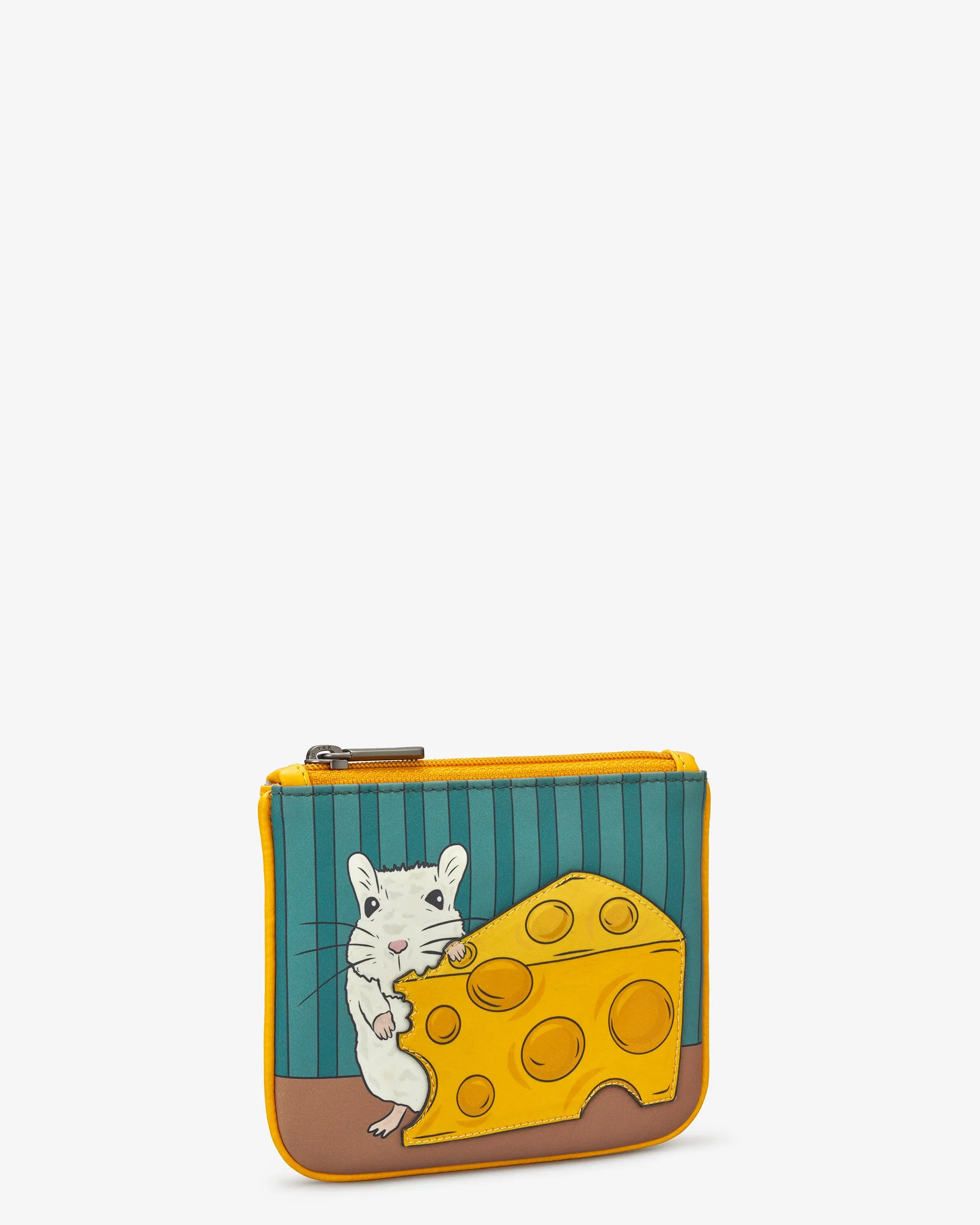 Mouse And Cheese Zip Top Leather Purse