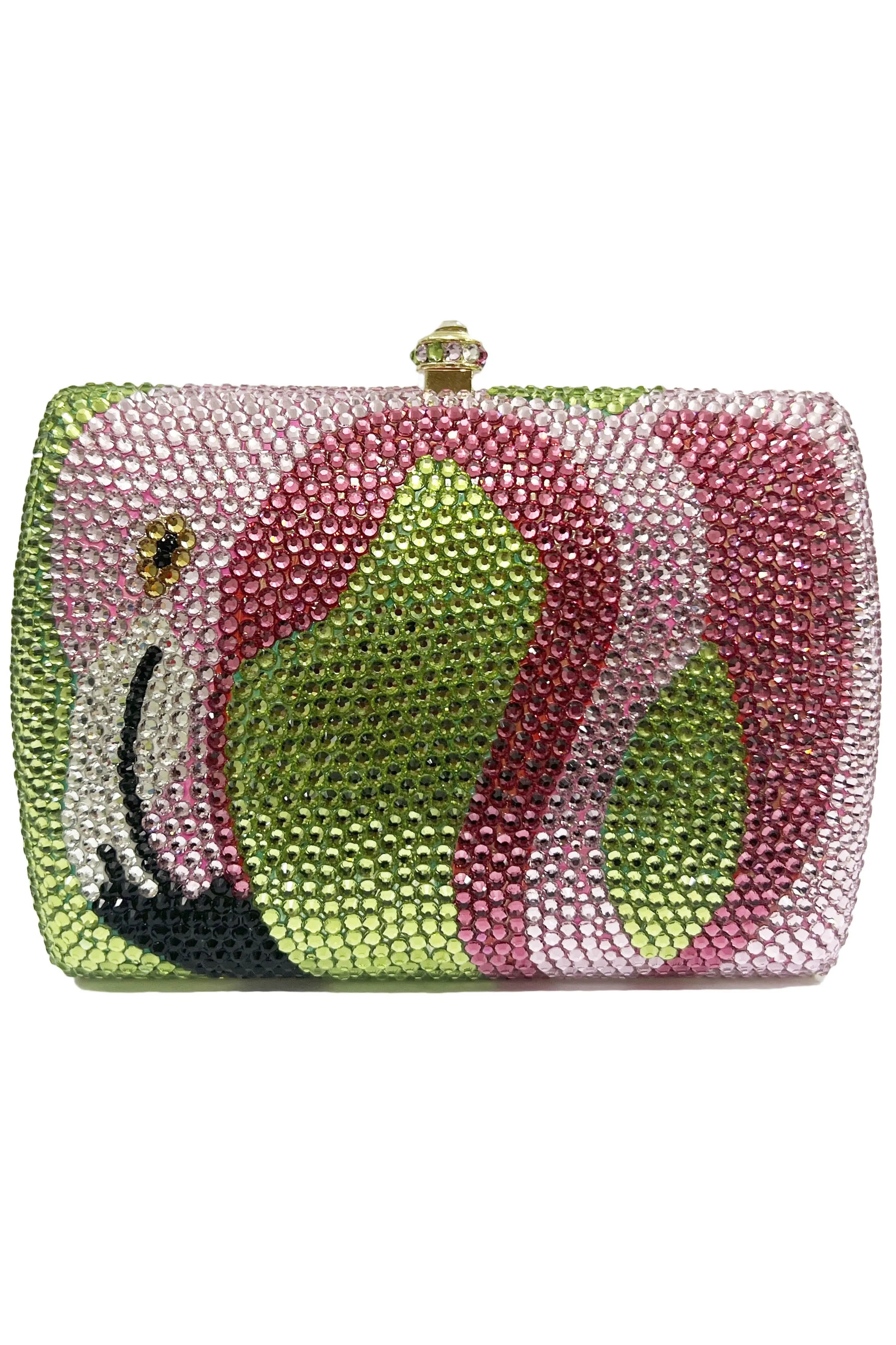 Multi Flamingo Rhinestone Rectangle Evening Bag