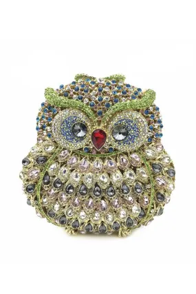 Multi Owl Rhinestone Evening Bag