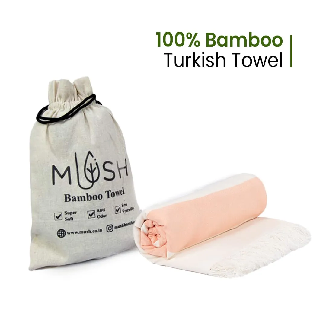 Mush Bamboo Turkish Towel | 100% Bamboo |Ultra Soft, Absorbent & Quick Dry Towel For Bath, Beach, Pool, Travel, Spa And Yoga | 29 X 59 Inches (N. Peach), 250 TC