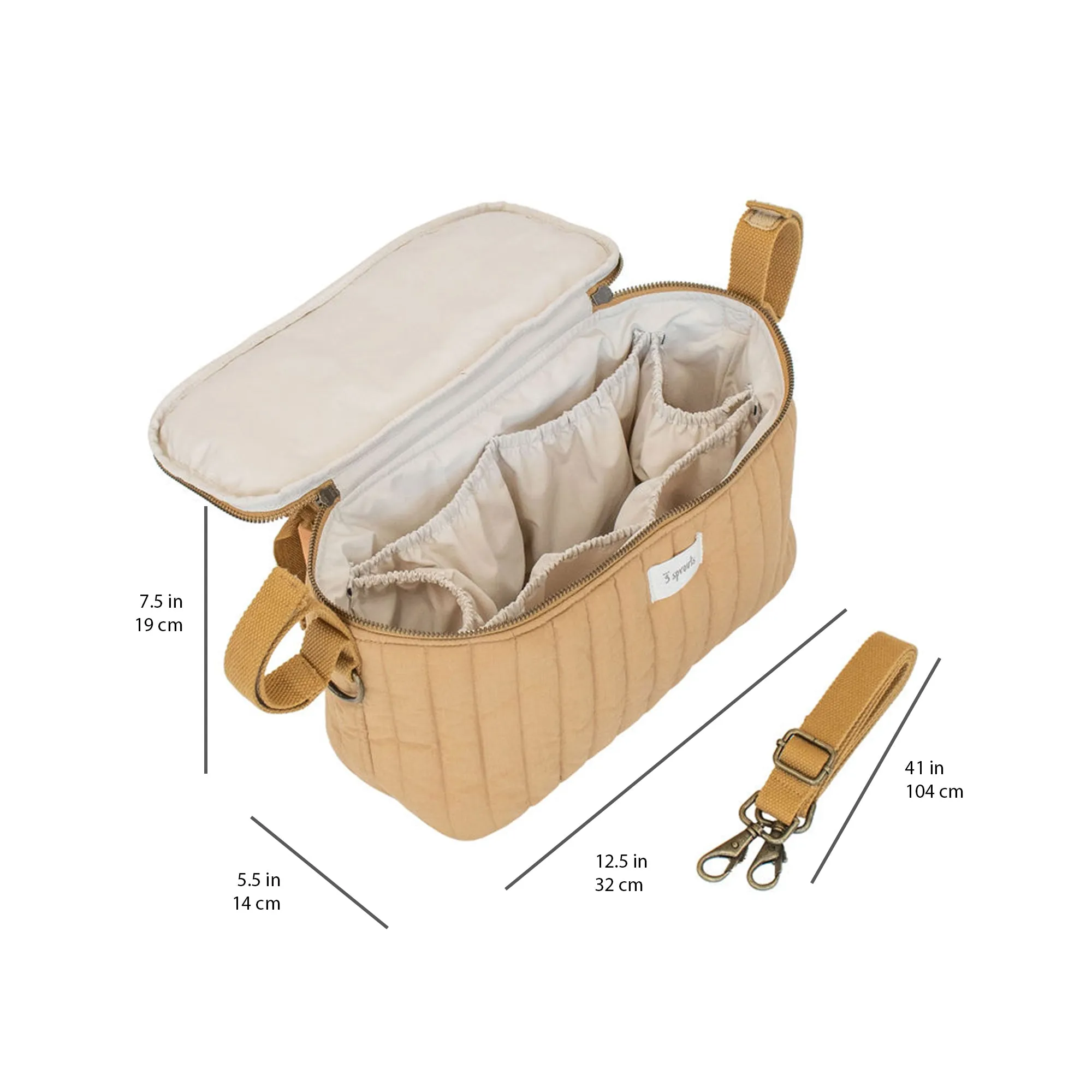 mustard quilted stroller organizer