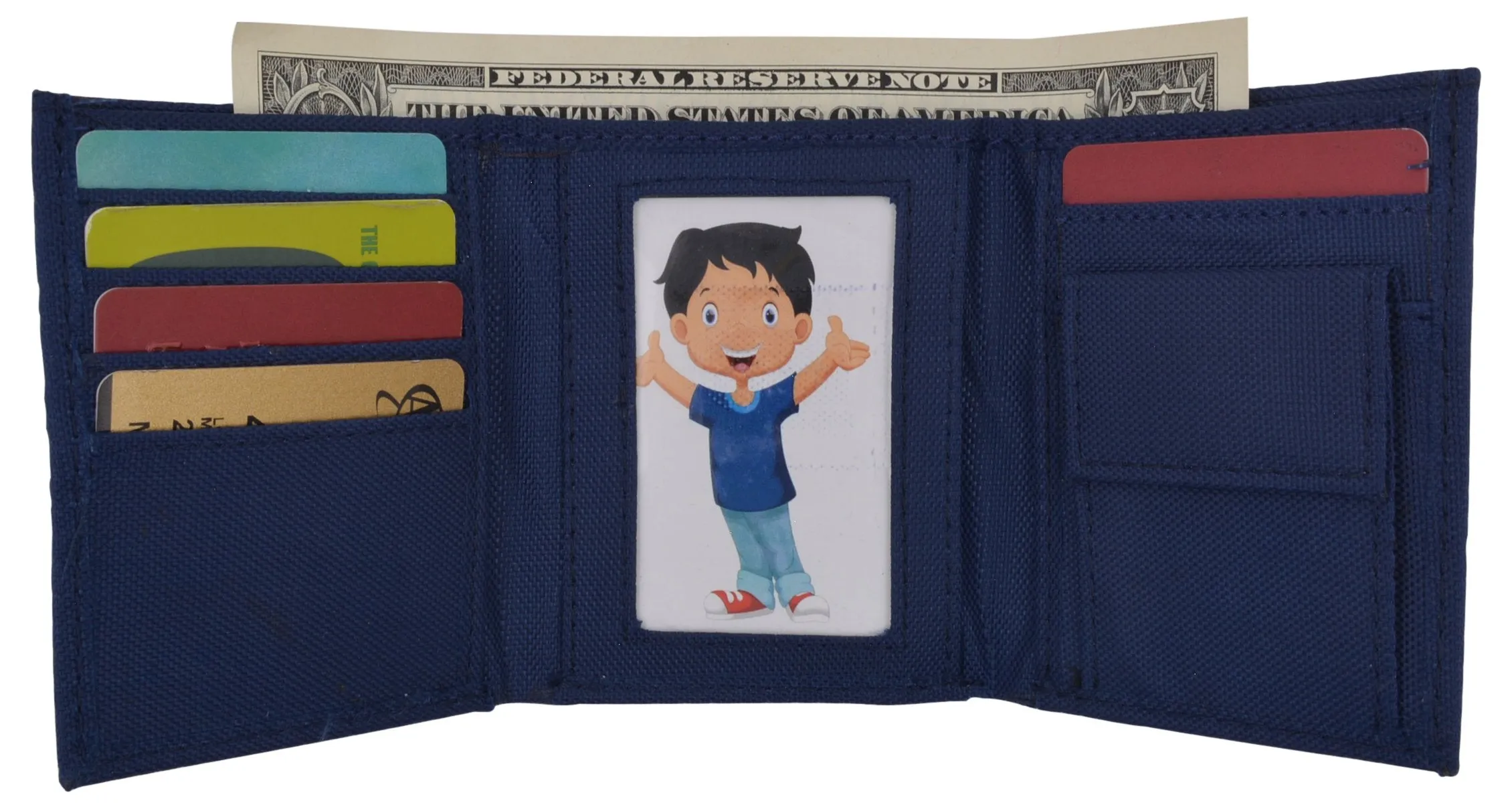 New Boys Slim Thin Nylon Trifold Wallet with Coin Pouch T400