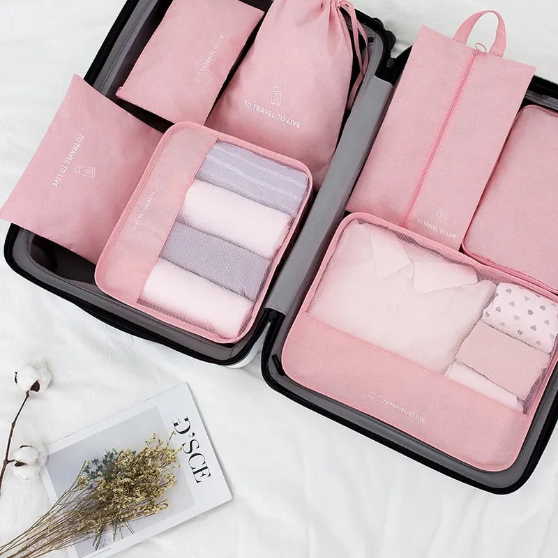 New Travel Set 7pcs/set Travel Bag Organizer Luggage Suitcase Packing Cube 2023 Shoe Clothe Storage Bags For Traveling Pouch Kit