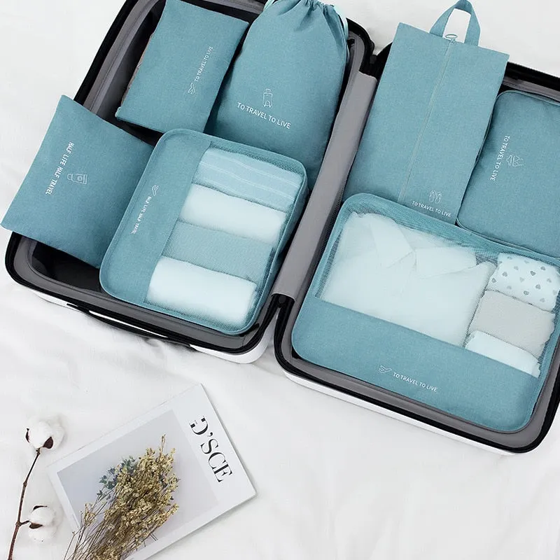 New Travel Set 7pcs/set Travel Bag Organizer Luggage Suitcase Packing Cube 2023 Shoe Clothe Storage Bags For Traveling Pouch Kit