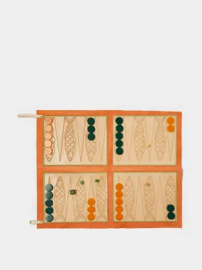 Orange backgammon travel set