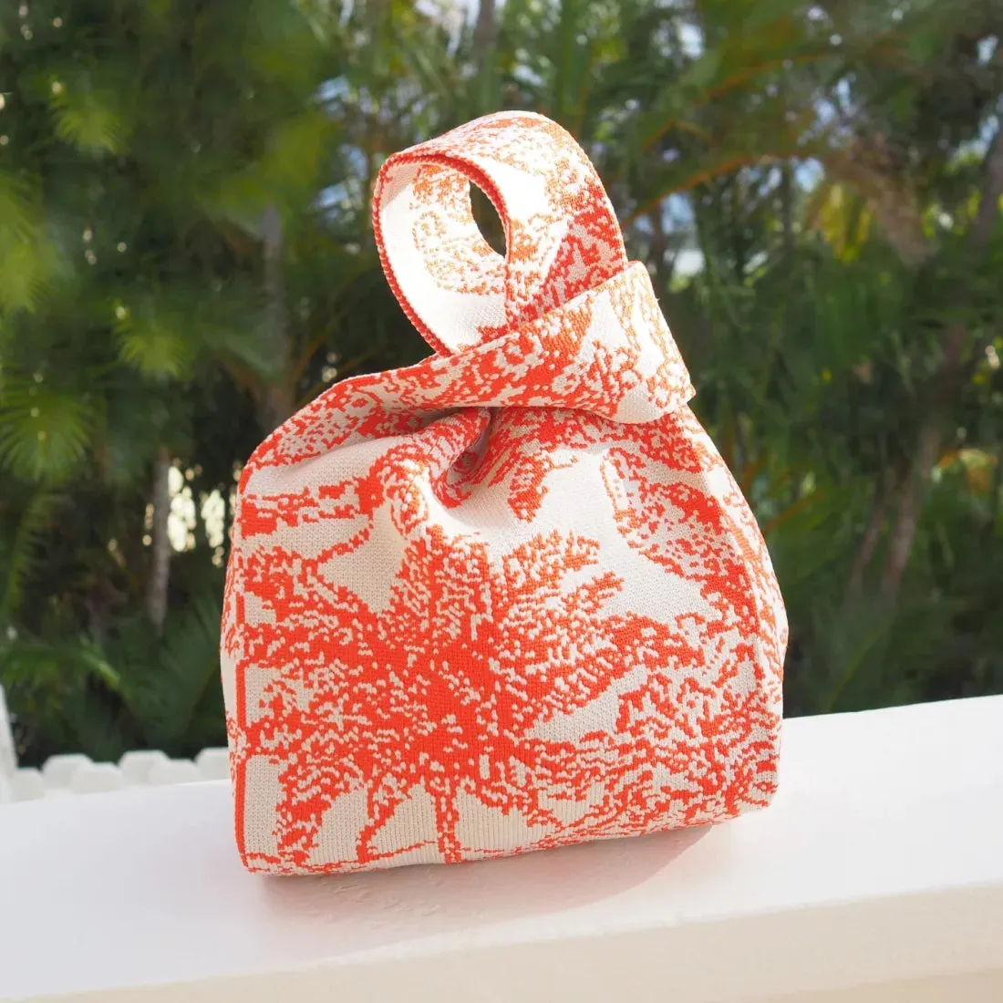 Palm Breeze Orange Knot Bag